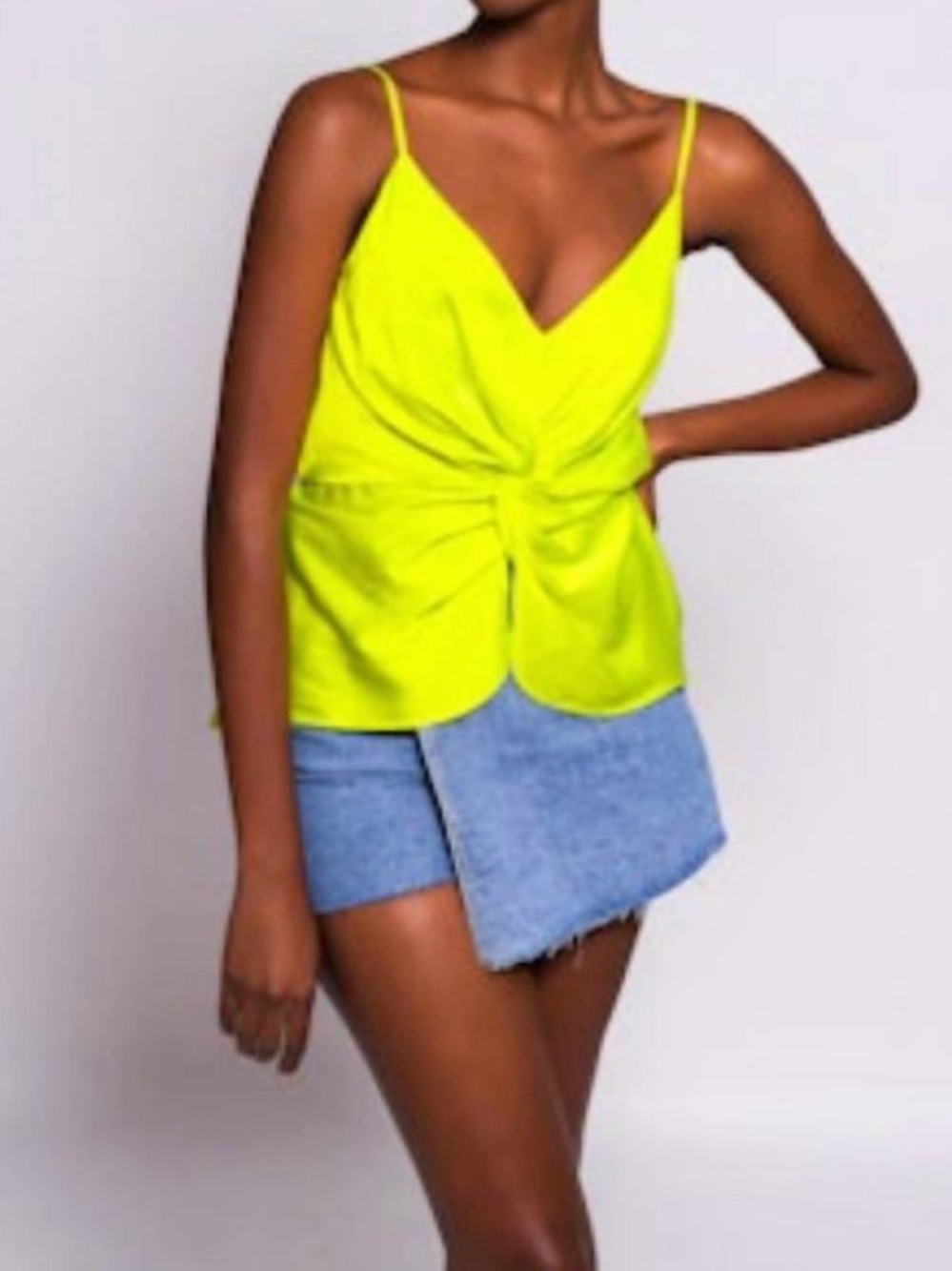 Hutch NWT Darcee neon yellow twist front camisole top